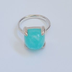 Tiffany & Co Paloma Picasso 12mm Amazonite Sugar Stacks Ring Silver size 6